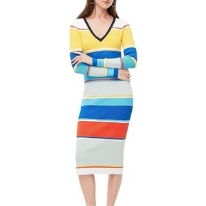 J. CREW Striped Ribbed Midi Dress AK224 NWT